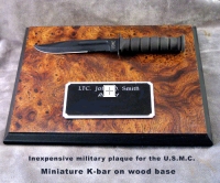USMC Mini Knife on display plaque